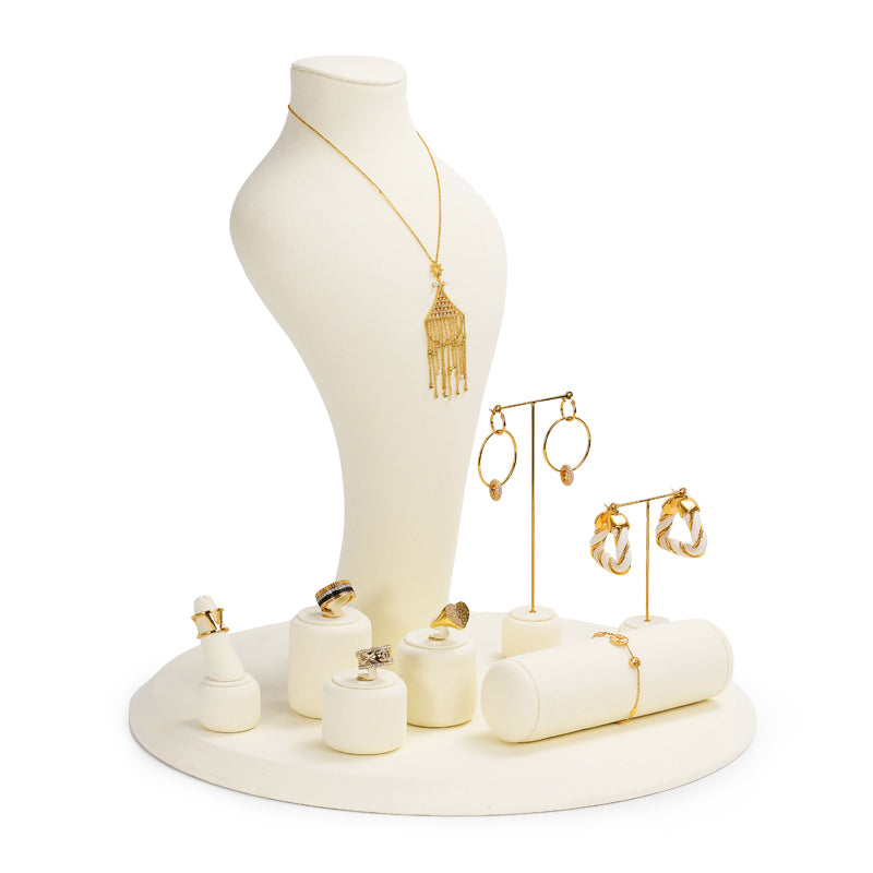 Luxury Beige Microfiber Jewelry Display Set TT090